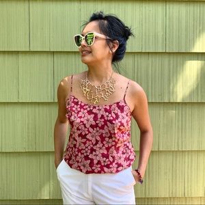 Y2K Kenneth Cole silk pink floral print camisole blouse